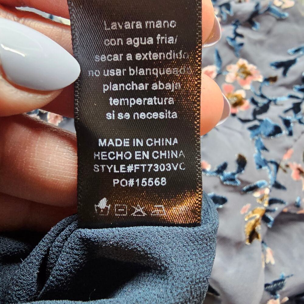 Apricot Lane Crushed Velvet Bodysuit Womens XL Blue Floral Glam Whimsygoth Fairy - Picture 13 of 13